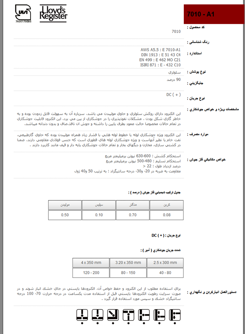 الکترود 7010-a1 پارس