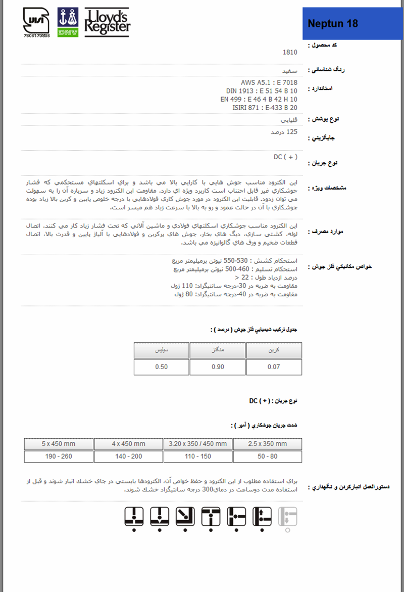 NEPTUN 18 الکترود پارس